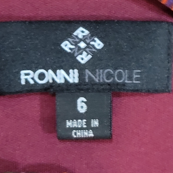 Ronni Nicole Abstract Print Dress Brown Blue‎ Orange Short Sleeve Casual Mini 6 - Picture 6 of 9